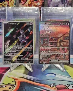 Mewtwo 052, Mew ex 053 Pokemon TCG S&V 151 Black Star Promo Full Art NM/M - Image 1