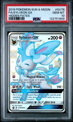 2019 POKEMON SUN & MOON HIDDEN FATES #SV76 FULL ART/SYLVEON GX PSA 10 - Image 1