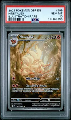 2023 POKEMON OBF EN-OBSIDIAN FLAMES ILLUSTRATION RARE #199 NINETALES PSA 10 - Image 1