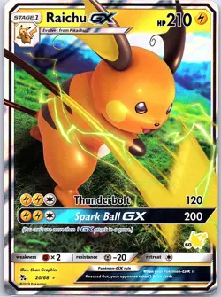 Raichu GX - 20/68 (Pikachu Stamped) Battle Academy - Pokemon Card - NM - Image 1