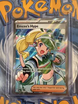 Pokemon TCG Emcee's Hype 220/182 Ultra Rare Trainer Destined Rivals NM - Image 1