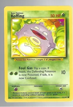 KOFFING, Base Set Pokemon Card, TCG 51/102 WOTC - Image 1