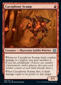 Cacophony Scamp Light Play, English Magic the Gathering MTG Phyrexia: All Will B - Image 1
