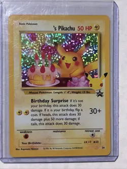 ___'s Pikachu Birthday 24/53 Celebrations Classic Collection NM Holofoil Pokemon - Image 1