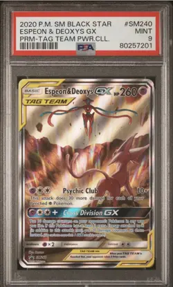 Pokemon Espeon Deoxys GX Full Art Holo Psiana English Promo SM240 PSA 9 Mint - Image 1