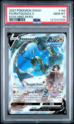 2021 POKEMON SWORD & SHIELD EVOLVING SKIES #194 FULL ART/RAYQUAZA V PSA 10 - Image 1