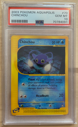 PSA 10 Pokemon Chinchou Aquapolis #70/147 Regular ill. Yuka Morii - Image 1