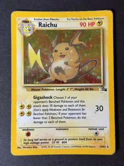 Raichu 14/62 Fossil Holo Unlimited WOTC Pokemon TCG HP - Image 1