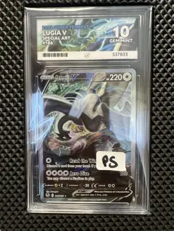 ACE 10 - Lugia V Alt Art Silver Tempest 186/195 Pokemon Card PERFECT SUBGRADES - Image 1