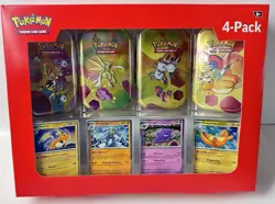Pokemon 4 Pack Mini Tins + 4 Promo Cards Bundle - 151 SAMS CLUB EXCLUSIVE - Image 1