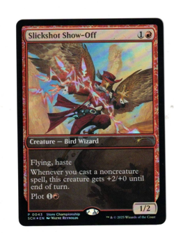 MTG SLICKSHOT SHOW-OFF FOIL STORE CHAMPIONSHIP FULL-ART PROMO RED NM PROWESS - Image 1