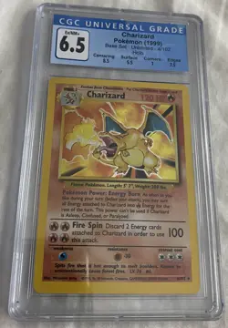 CGC (6.5)1999 Pokemon Charizard Base Set-Unlimited Holo Graded 4/102 WOTC TCG - Image 1