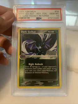 2004 Pokemon Ex Team Rocket Returns Dark Golbat Stamped Holo Psa 10 Gem Mint - Image 1