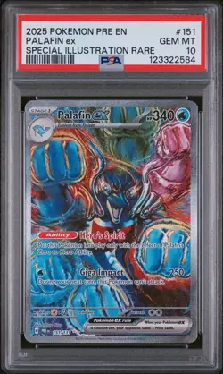 2025 POKEMON PRISMATIC EVOLUTIONS SPECIAL ILLUSTRATION RARE PALAFIN EX PSA 10 - Image 1