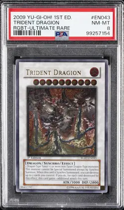 2009 YU-GI-OH! RGBT-RAGING BATTLE 1ST ED-ULTIMATE RARE TRIDENT DRAGION PSA 8 - Image 1