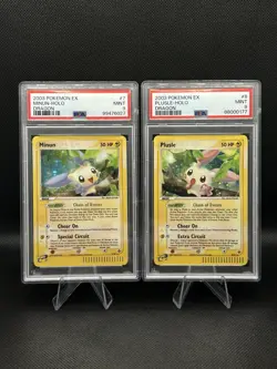 PSA 9 MINT SET - Pokemon Minun and Plusle Holo Rare 2003 ex Dragon - Image 1