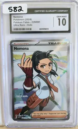 2024 Pokemon SV: Paldean Fates Nemona 229/091 CGC Gem Mint 10 Ultra Rare - Image 3