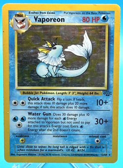 Vaporeon 12/64 1st Edition Jungle Holo Rare Pokemon TCG Vintage Card LP - Image 1