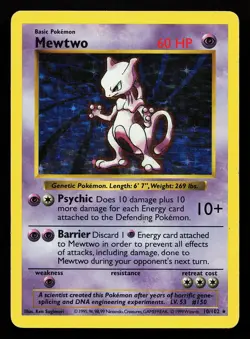 Mewtwo 10/102 Holo Rare Base Set (Shadowless) Pokemon Card - Image 1