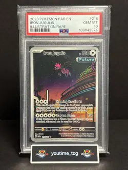 2023 Pokemon Par En-Paradox Rift Illustration Rare Iron Jugulis #216 PSA 10 - Image 1