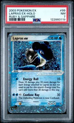 2003 POKEMON EX RUBY & SAPPHIRE #99 LAPRAS EX-HOLO PSA 7 - Image 1