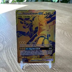 Pokemon TCG Ultra Rare Promo Pikachu And Zekrom Gx Gold - Image 1