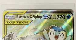 Pokemon Sun & Moon Cosmic Eclipse Blastoise Piplup GX #215 Tag Team Alt Art Card - Image 3