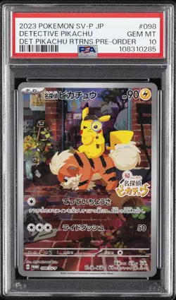 2023 POKEMON JAPANESE SV-P PROMO #098 DETECTIVE PIKACHU PSA 10 - Image 1