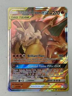 Charizard & Braixen GX 22/236 Cosmic Eclipse Tag Team Pokemon Card NM - Image 1