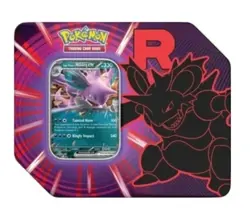 Pokemon TCG Destined Rivals Team Rocket Tin (Nidoking ex) Sealed - Image 1