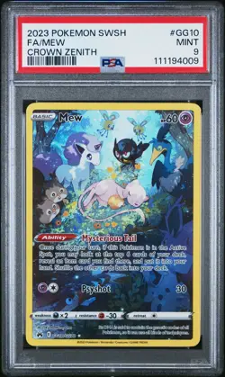2023 POKEMON SWORD & SHIELD CROWN ZENITH #GG10 FULL ART/MEW PSA 9 - Image 1