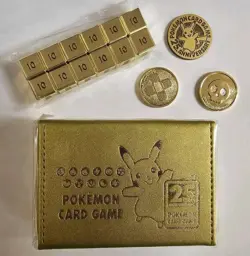 Pokemon 25th Anniversary Japanese Pikachu Golden Box Dice, Box, Coin, Markers - Image 1