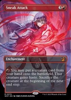 MTG Anime Borderless Wilds of Eldraine: Enchanting Tales WOT Sneak Attack MINT - Image 1