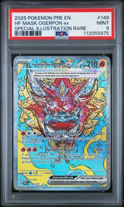 2025 POKEMON PRE EN-PRISMATIC EVOLUTIONS #148 HEARTHFLAME MASK OGERPON EX PSA 9 - Image 1