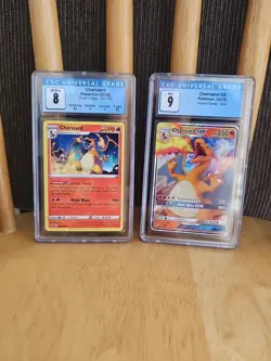 Pokemon Charizard GX Hidden Fates CGC 9 + Vivid Voltage Charizard CGC 8 - Image 1
