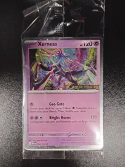 Xerneas 064/132 SEALED Pokemon Mega Evolution Stamped Promo Best Buy Holo Card - Image 1