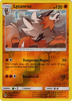 Pokemon - Lycanroc - 76/131 - Rare - Reverse Holo - Sun & Moon Forbidden Light - - Image 1