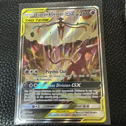 Pokemon TCG Espeon & Deoxys GX Ultra Rare Tag Team SM240 Holo Promo Blackstar - Image 1