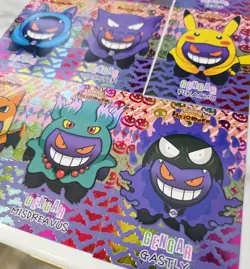 GENGAR PONCHO SET POKEMON DATABASE HALLOWEN SET Raindow Foil HOLO PERU - Image 2