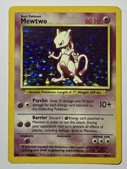 Mewtwo 10/102 (MP) Holo Rare Base Set Unlimited 1996 WOTC Pokemon Card - Image 1