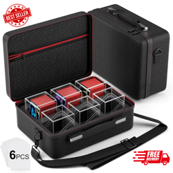 Card Deck Box with Portable Case, 6 Pack Clear Commander Deck Box with 6 Divider - Image 1