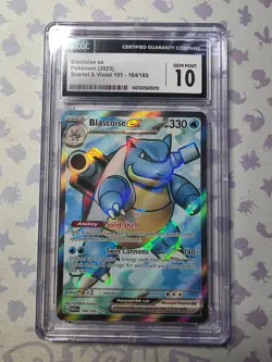 Pokemon Blastoise EX CGC GEM MINT 10 184/165 Scarlet & Violet 151 full art 2023 - Image 1