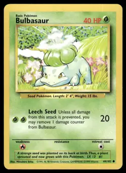1999 Classic - Base Set Bulbasaur VTG UNplayed Basic/Common #44 WOTC TGC - Image 1