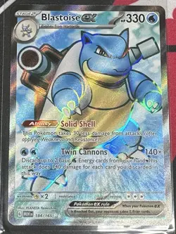 Pokemon Blastoise ex 184/165 Sv: 151 Full Art Holo Rare NM Card - Image 1
