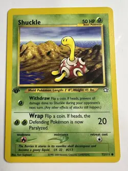 Pokemon Card: Neo Genesis 1st Edition Common: Shuckle 72/111 LP - Image 1