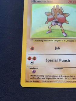 Hitmonchan 7/102 Unlimited Holo Rare - 1999 Pokemon TCG Base Set - MP Scratched - Image 5