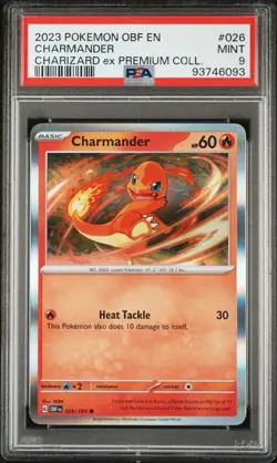 2023 Pokemon Obf En-Obsidian Flames Charmander #026 ex Premium Collection PSA 9 - Image 1