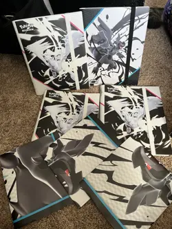 Pokemon TCG Black Bolt White Flare 4 Binders And 3 Posters Lot - Image 1