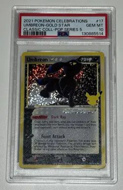 Pokemon Celebrations Umbreon Gold Star Holo Card 17/17 TCG PSA10 - Image 1