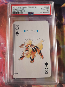 Pokemon Gold Ho-oh Back Growlithe 3 of Spades Poker Deck Playing Card PSA 10 - Image 1